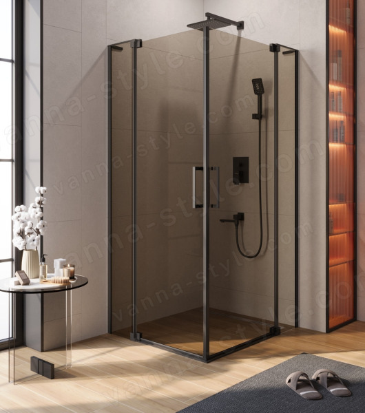 Душевой уголок Cezares SLIDER-AH-2-80/90-100/110-BR-NERO 80x100, стекло бронза, профиль черны 80x100, стекло бронза, профиль черный