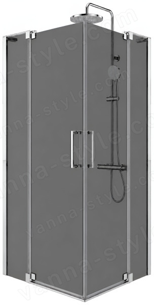 Душевой уголок Cezares SLIDER-AH-2-80/90-90/100-GRIGIO-Cr 80x90, стекло графит, профиль хром 80x90, стекло графит, профиль хром