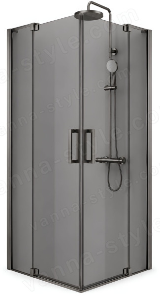 Душевой уголок Cezares SLIDER-AH-2-80/90-90/100-GRIGIO-GM 80x90, стекло графит, профиль сталь 80x90, стекло графит, профиль сталь