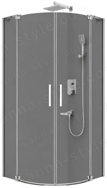 Душевой уголок Cezares SLIDER-R-2-80/90-Grigio-Cr 80x80, стекло графит, профиль хром 80x80, стекло графит, профиль хром