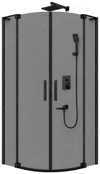 Душевой уголок Cezares SLIDER-R-2-90/100-GRIGIO-NERO 90x90, стекло графит, профиль черный 90x90, стекло графит, профиль черный