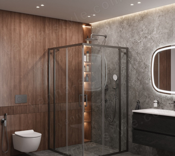 Душевой уголок Cezares MOLVENO-A-22-90+30-C-GM-IV 120x120, профиль сталь 120x120, профиль сталь