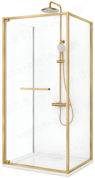 Душевой уголок Cezares LUX-A-FS-1-90-C-BORO 90x90, профиль золото 90x90, профиль золото