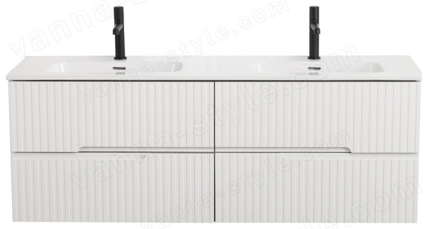 Тумба под раковину Cezares DUET-N-1400-4C-SO-2-BL 140x50 подвесная, белая глянцевая 140x50 подвесная, белая глянцевая