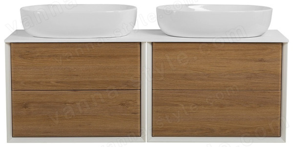 Тумба с раковиной Cezares Bellagio 00-00012837 141x49 подвесная, дуб табачный 141x49 подвесная, дуб табачный