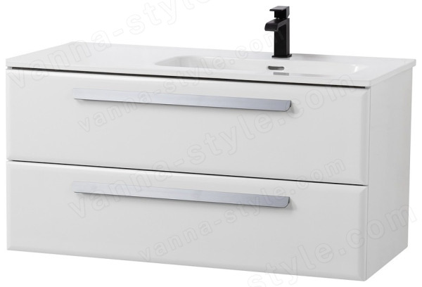 Тумба с раковиной Cezares Eco-cer-n 00-00017245 101x51 подвесная, белая глянцевая 101x51 подвесная, белая глянцевая