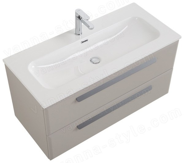 Тумба с раковиной Cezares Eco-cer-n 00-00021078 101x51 подвесная, серо-бежевая матовая 101x51 подвесная, серо-бежевая матовая