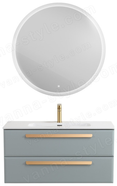Тумба с раковиной Cezares Eco-cer-n 00-00021094 101x51 подвесная, серо-голубая матовая 101x51 подвесная, серо-голубая матовая