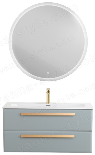 Тумба с раковиной Cezares Eco-cer-n 00-00021099 101x51 подвесная, серо-голубая матовая 101x51 подвесная, серо-голубая матовая