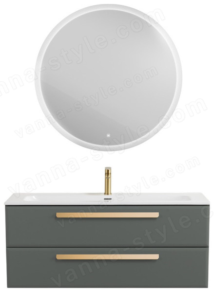 Тумба с раковиной Cezares Eco-cer-n 00-00021300 121x51 подвесная, серо-зеленая матовая 121x51 подвесная, серо-зеленая матовая