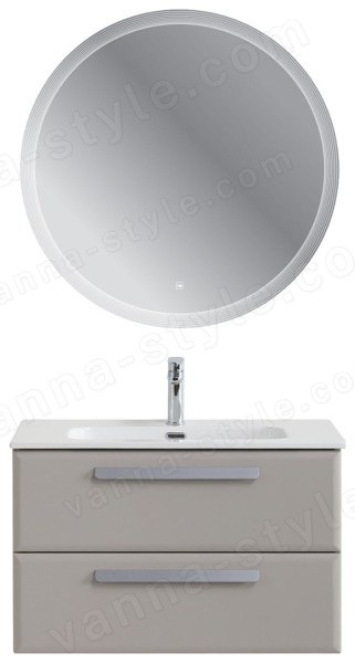 Тумба с раковиной Cezares Eco-cer-n 00-00021360 81x51 подвесная, серо-бежевая матовая 81x51 подвесная, серо-бежевая матовая