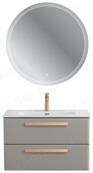 Тумба с раковиной Cezares Eco-cer-n 00-00021380 81x51 подвесная, серо-бежевая матовая 81x51 подвесная, серо-бежевая матовая