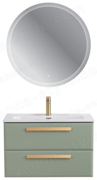 Тумба с раковиной Cezares Eco-cer-n 00-00021384 81x51 подвесная, светло-зеленая матовая 81x51 подвесная, светло-зеленая матовая