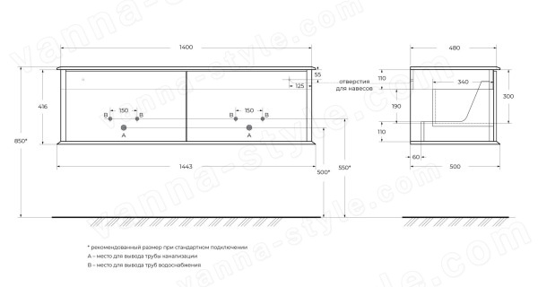 Тумба с раковиной Cezares Idra 00-00018417 144x44 подвесная, зеленая матовая 144x44 подвесная, зеленая матовая