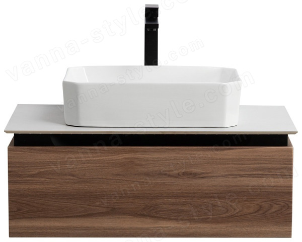 Тумба с раковиной Cezares Slider 00-00018473 81x30 подвесная, орех дымчатый 81x30 подвесная, орех дымчатый