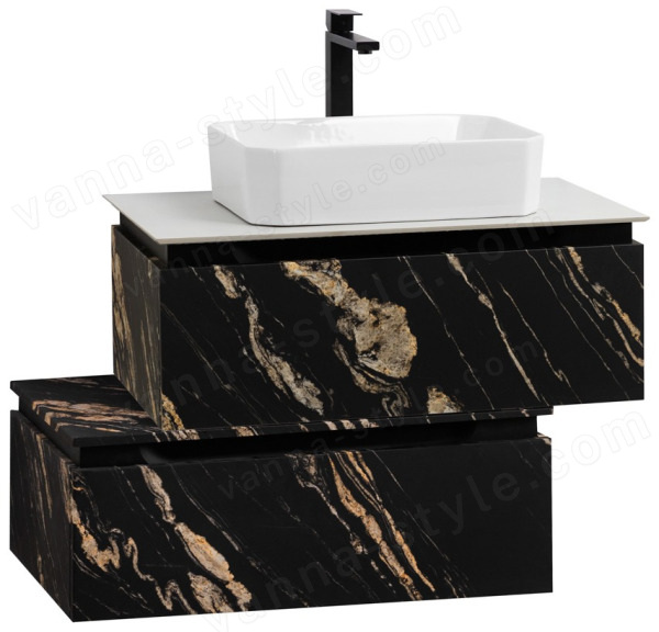 Тумба с раковиной Cezares Slider 00-00018478 81x62 подвесная, черный фьюжн 81x62 подвесная, черный фьюжн