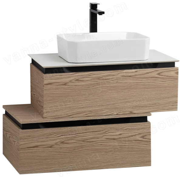 Тумба с раковиной Cezares Slider 00-00018479 81x62 подвесная, дуб тангент 81x62 подвесная, дуб тангент