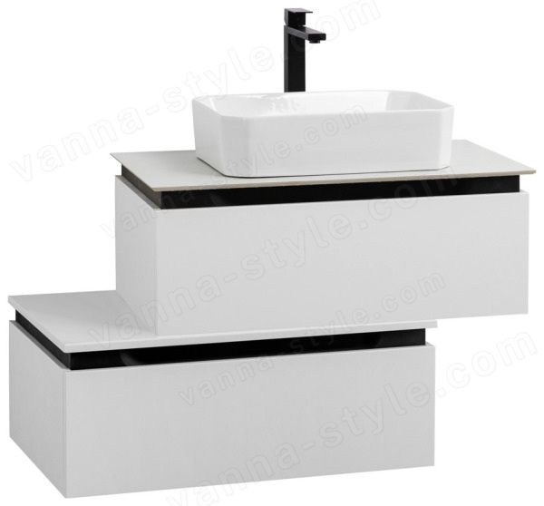 Тумба с раковиной Cezares Slider 00-00018480 81x62 подвесная, белая матовая 81x62 подвесная, белая матовая