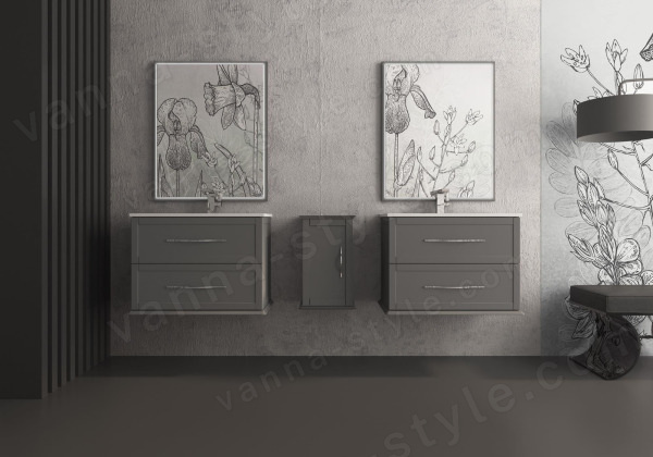 Тумба с раковиной Cezares Tiffany 00-00012649 75x56 подвесная, серое облако 75x56 подвесная, серое облако
