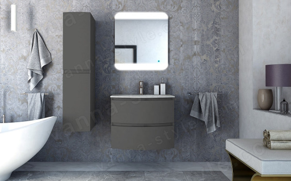 Тумба с раковиной Cezares Vague 00-00012773 70x56 подвесная, серо-коричневая матовая 70x56 подвесная, серо-коричневая матовая