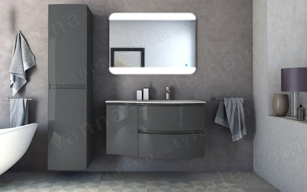 Тумба с раковиной Cezares Vague 00-00012780 104x56 подвесная, антрацит 104x56 подвесная, антрацит