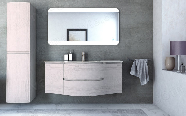 Тумба с раковиной Cezares Vague 00-00012789 138x56 подвесная, дуб выбеленный 138x56 подвесная, дуб выбеленный