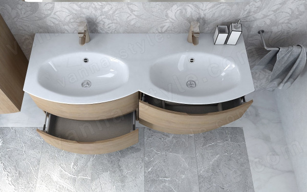 Тумба с раковиной Cezares Vague 00-00012794 138x56 подвесная, дуб табачный 138x56 подвесная, дуб табачный
