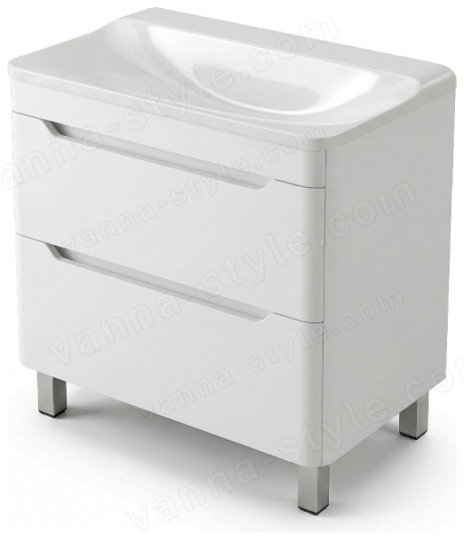 Тумба с раковиной Uperwood Ocean KOceanF80w2 80x45 напольная, белая, 2 ящика 80x45 напольная, белая, 2 ящика
