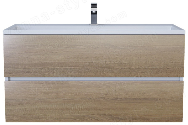 Тумба под раковину Uperwood Barsa 293020533 100x45 подвесная, белая/дуб сонома 100x45 подвесная, белая/дуб сонома
