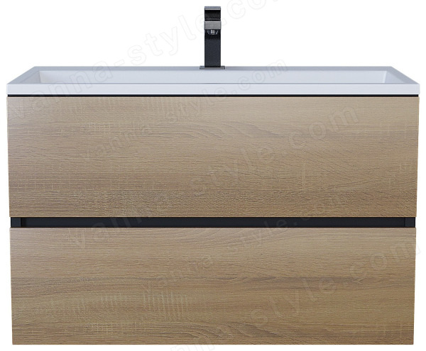 Тумба под раковину Uperwood Barsa 293020539 80x45 подвесная, черная/дуб сонома 80x45 подвесная, черная/дуб сонома