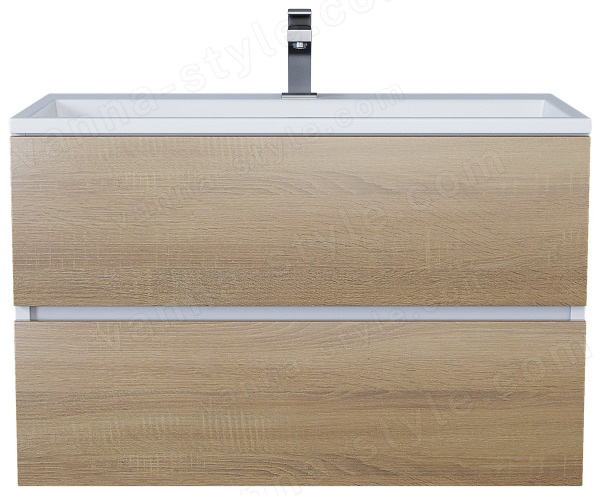 Тумба с раковиной Uperwood Barsa 293020534 80x45, раковина белая подвесная тумба белая/дуб сонома 80x45, раковина белая подвесная тумба белая/дуб сонома