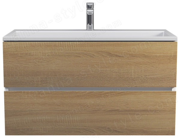 Тумба с раковиной Uperwood Barsa 29830205648 90x45, раковина белая подвесная тумба белая/дуб соно 90x45, раковина белая подвесная тумба белая/дуб сонома