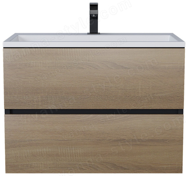 Тумба с раковиной Uperwood Barsa 293020547 70x45, раковина белая подвесная тумба черная/дуб соном 70x45, раковина белая подвесная тумба черная/дуб сонома