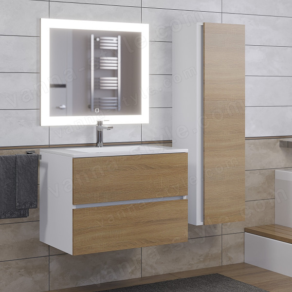 Тумба с раковиной Uperwood Barsa-Next 2900000094 70x45 подвесная, белая/дуб сонома 70x45 подвесная, белая/дуб сонома