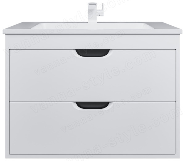 Тумба с раковиной Uperwood Modul 393020560 80x45 подвесная, матовая, белая/графит 80x45 подвесная, матовая, белая/графит