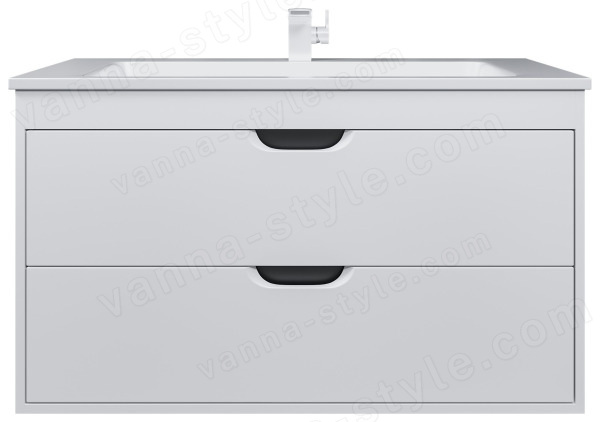 Тумба с раковиной Uperwood Modul 393020562 100x45 подвесная, матовая, белая/графит 100x45 подвесная, матовая, белая/графит