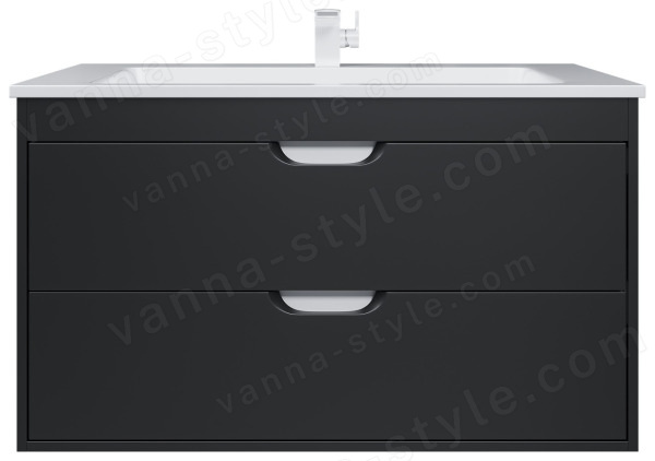 Тумба с раковиной Uperwood Modul 393020553 100x45 подвесная, матовая, черная 100x45 подвесная, матовая, черная