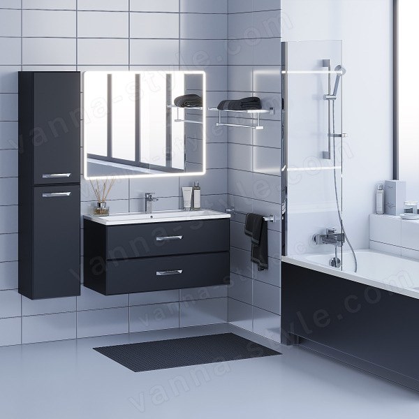 Тумба с раковиной Uperwood Foster 291020538 100x45 подвесная, черная 100x45 подвесная, черная