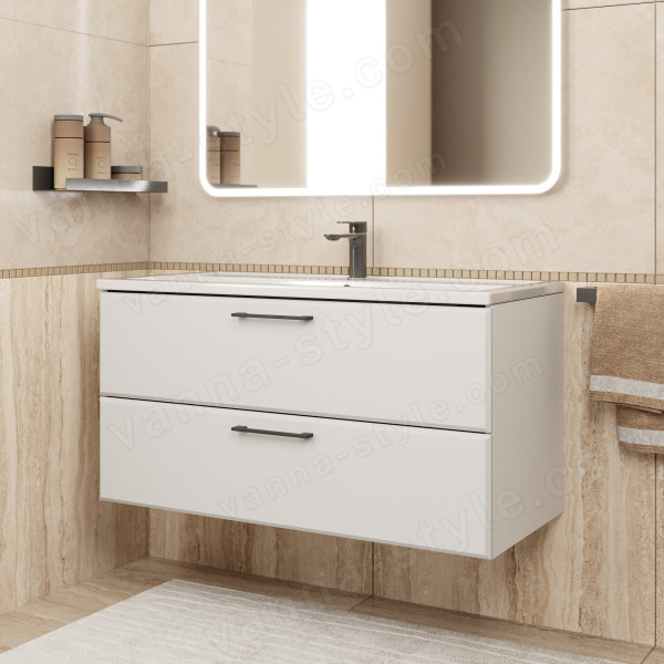 Тумба с раковиной Uperwood Foster New KFosterNEW100w 100x45 подвесная, белая 100x45 подвесная, белая