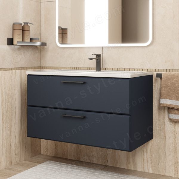 Тумба с раковиной Uperwood Foster New KFosterNEW90b 90x45 подвесная, черная 90x45 подвесная, черная
