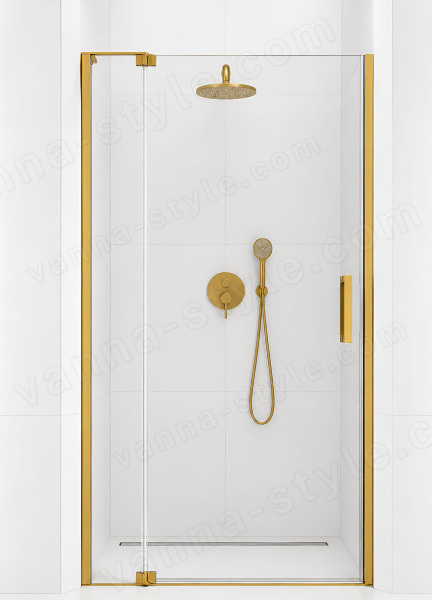 Душевая дверь Cezares SLIDER SLIDER-B-1-80/90-C-BORO 80x195 распашная, профиль матовое золот