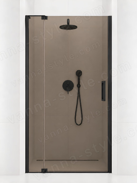Душевая дверь Cezares SLIDER SLIDER-B-1-90/100-BR-NERO 90x195 распашная, профиль черный мато