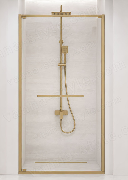 Душевая дверь Cezares LUX LUX-B-FS-1-100-C-BORO 100x195 раздвижная, профиль матовое золото