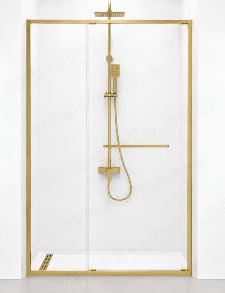 Душевая дверь Cezares LUX LUX-B-FS-11-120-C-BORO 120x195 раздвижная, профиль матовое золото