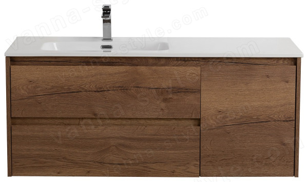 Тумба под раковину BelBagno Kraft KRAFT-1200-2C-1A-SO-RT-L 120x46 подвесная, Дуб табачный (Rovere