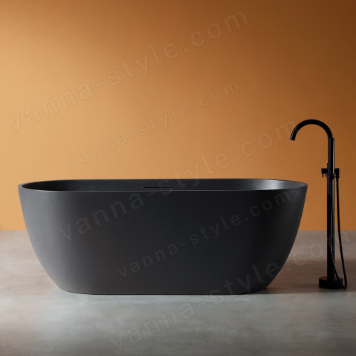 Ванна Abber Frankfurt AM9941B 170x75 из композитного камня Rock отдельностоящая, черная матовая