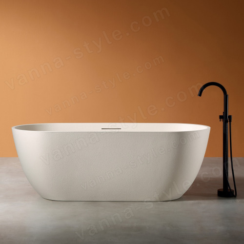 Ванна Abber Frankfurt AM9941MBE 170x75 из композитного камня Rock отдельностоящая, светло-бежевая матовая