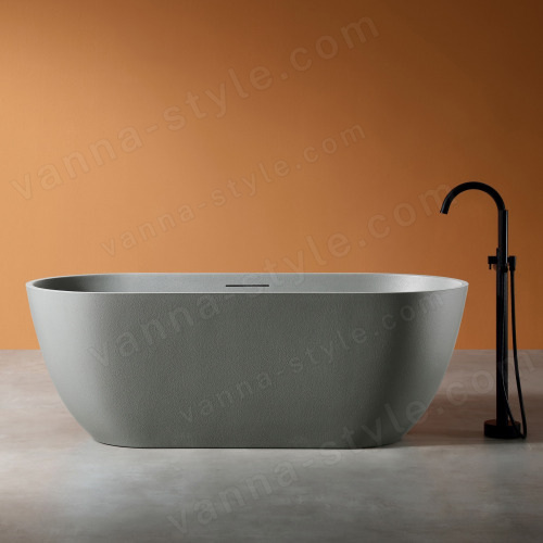 Ванна Abber Frankfurt AM9941MLG 170x75 из композитного камня Rock отдельностоящая, светло-серая матовая