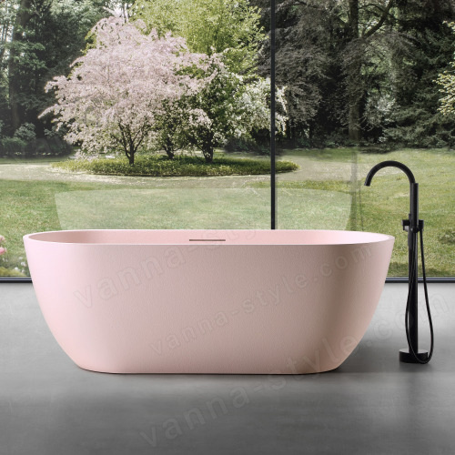 Ванна Abber Frankfurt AM9941MP 170x75 из композитного камня Rock отдельностоящая, розовая матовая