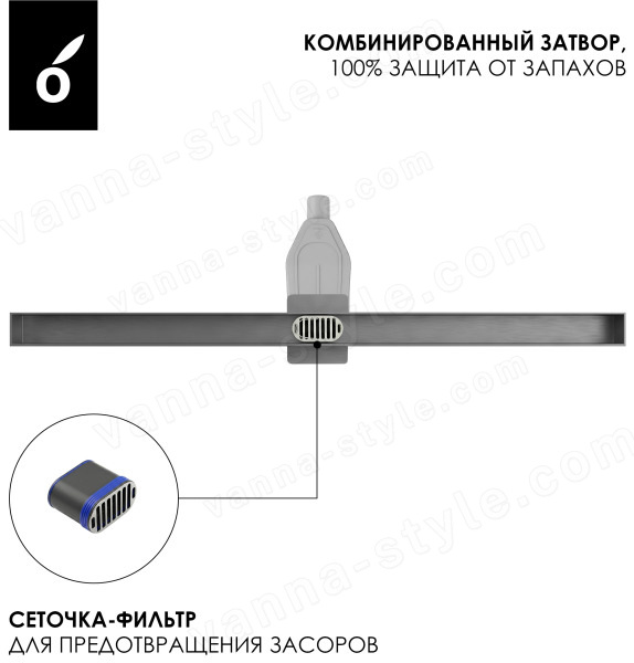 Душевой лоток Oliveeka OL-800-BGM 80 см, оружейная сталь 80 см, оружейная сталь